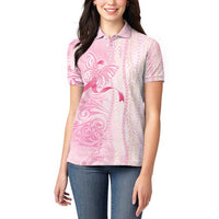 Breast Cancer Awareness Women Polo Shirt Maile Pikake Lokelani Crown Flower Lei Inspired