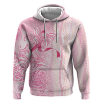 Breast Cancer Awareness Zip Hoodie Maile Pikake Lokelani Crown Flower Lei Inspired LT9 Pullover Hoodie Pink - Polynesian Pride