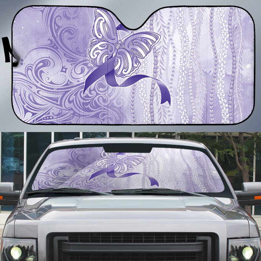 Epilepsy Awareness Auto Sun Shade Maile Pikake Lokelani Crown Flower Lei Inspired LT9 Purple - Polynesian Pride