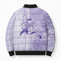 Epilepsy Awareness Bomber Puffer Jacket Maile Pikake Lokelani Crown Flower Lei Inspired