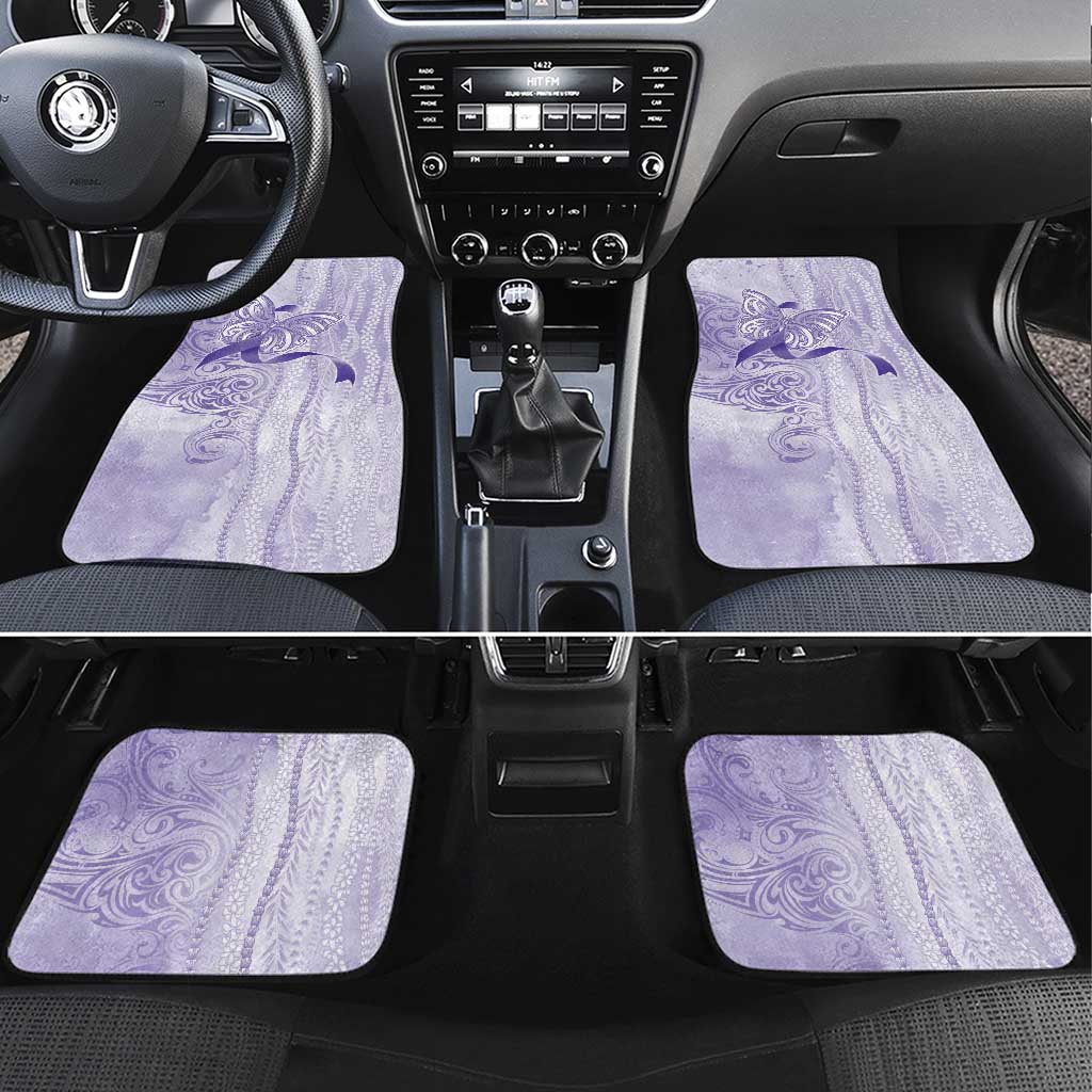 Epilepsy Awareness Car Mats Maile Pikake Lokelani Crown Flower Lei Inspired LT9 Set 4pcs Purple - Polynesian Pride
