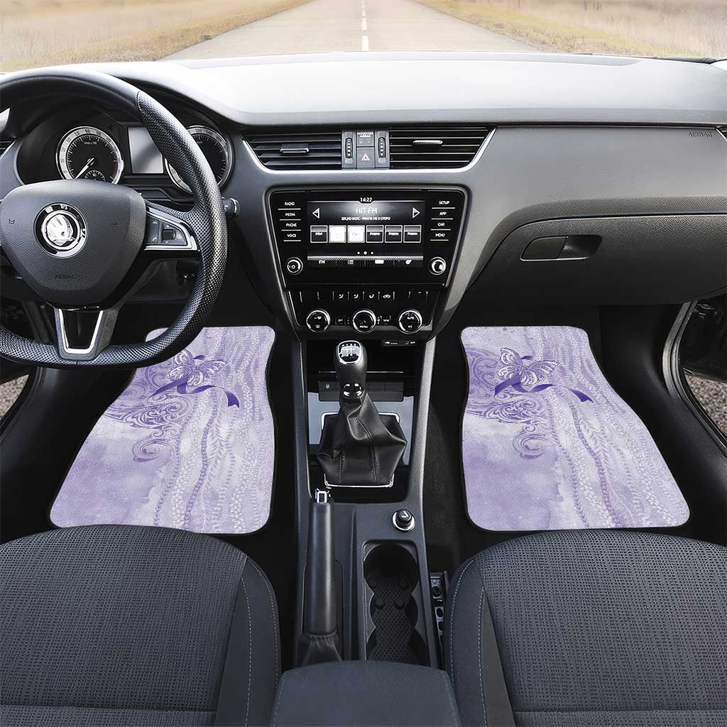 Epilepsy Awareness Car Mats Maile Pikake Lokelani Crown Flower Lei Inspired LT9 Set 2pcs - Front Purple - Polynesian Pride