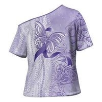Epilepsy Awareness Cross Shoulder Shirt Maile Pikake Lokelani Crown Flower Lei Inspired