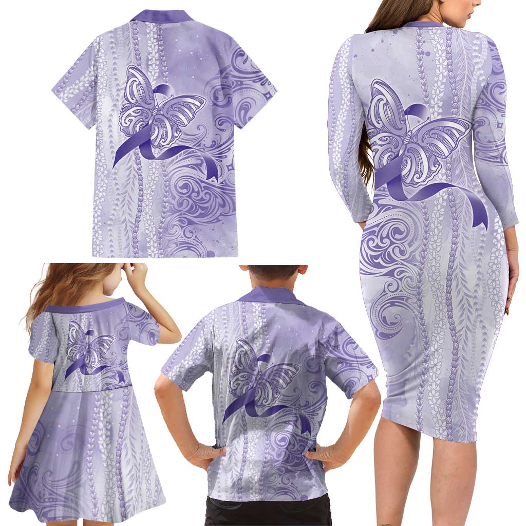 Epilepsy Awareness Family Matching Long Sleeve Bodycon Dress and Hawaiian Shirt Maile Pikake Lokelani Crown Flower Lei Inspired LT9 - Polynesian Pride