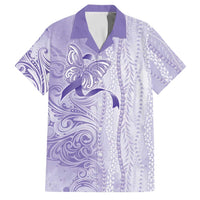 Epilepsy Awareness Family Matching Off Shoulder Maxi Dress and Hawaiian Shirt Maile Pikake Lokelani Crown Flower Lei Inspired LT9 Dad's Shirt - Short Sleeve Purple - Polynesian Pride