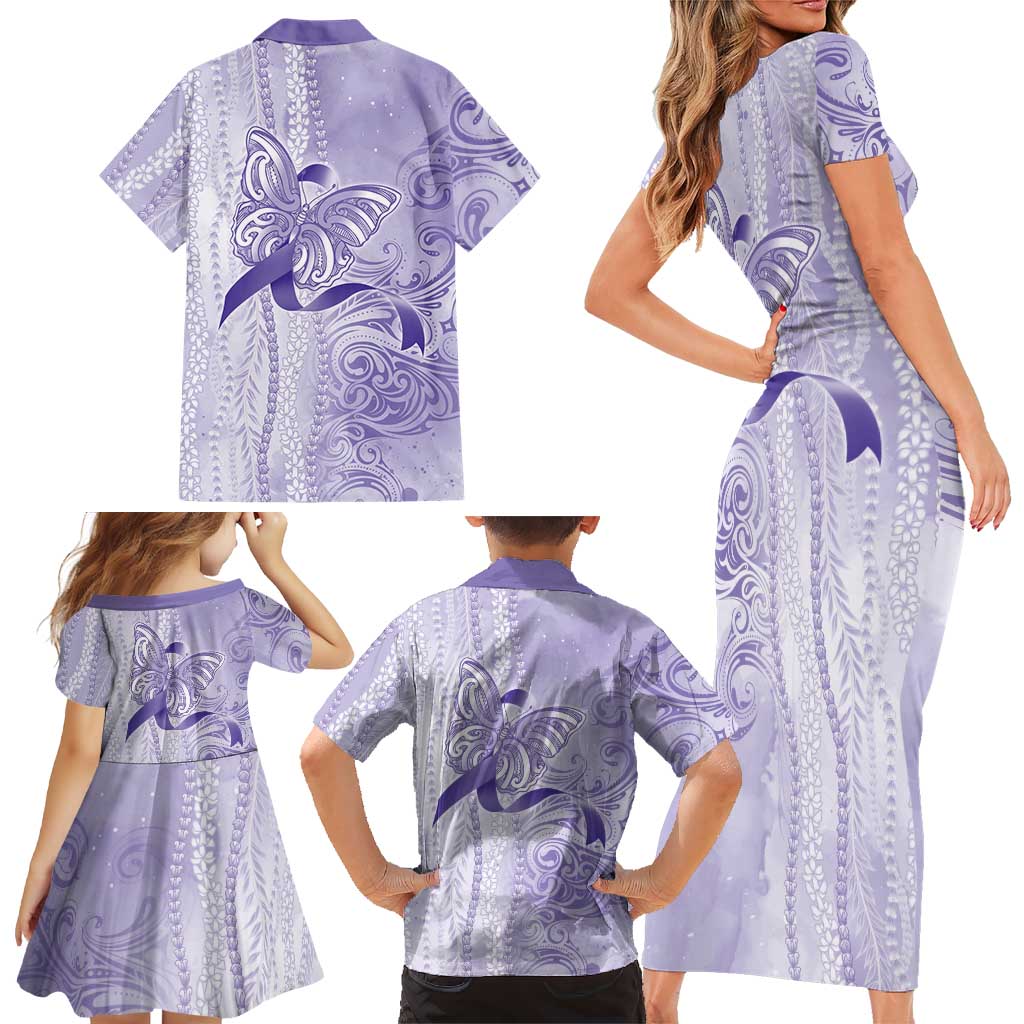 Epilepsy Awareness Family Matching Short Sleeve Bodycon Dress and Hawaiian Shirt Maile Pikake Lokelani Crown Flower Lei Inspired LT9 - Polynesian Pride