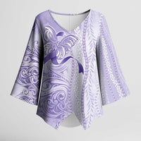 Epilepsy Awareness Kimono Sleeve Blouse Maile Pikake Lokelani Crown Flower Lei Inspired LT9 Female Purple - Polynesian Pride