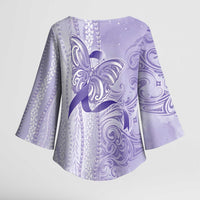 Epilepsy Awareness Kimono Sleeve Blouse Maile Pikake Lokelani Crown Flower Lei Inspired LT9 - Polynesian Pride