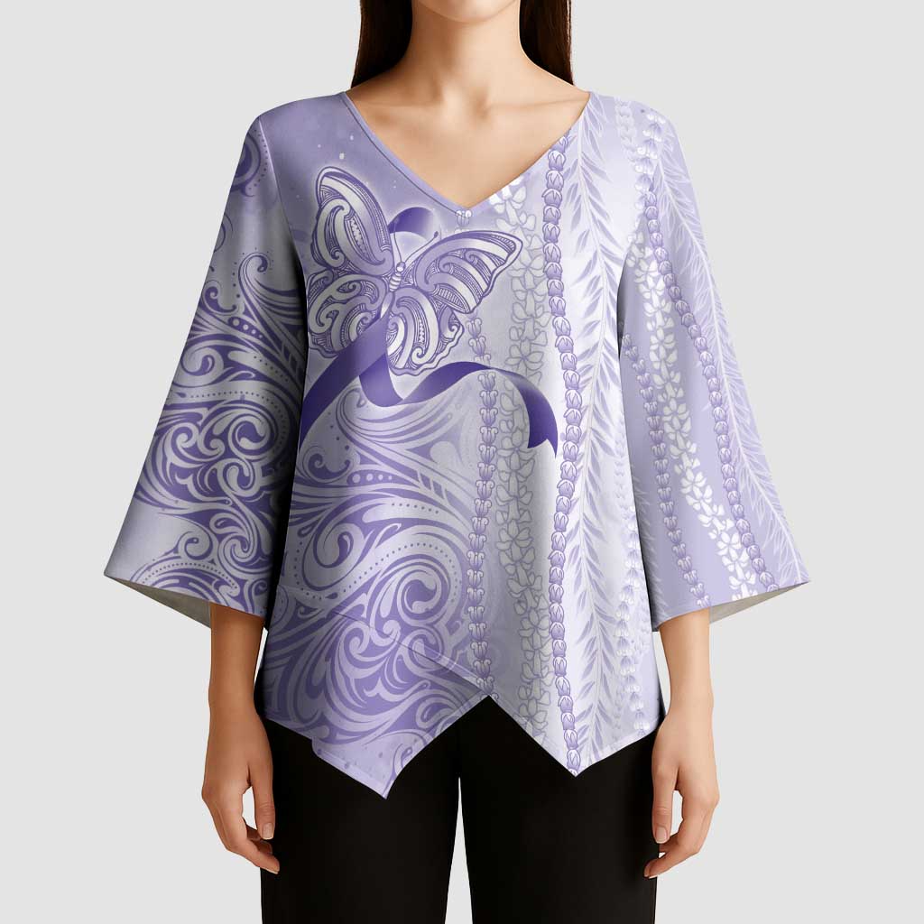 Epilepsy Awareness Kimono Sleeve Blouse Maile Pikake Lokelani Crown Flower Lei Inspired LT9 - Polynesian Pride