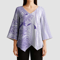 Epilepsy Awareness Kimono Sleeve Blouse Maile Pikake Lokelani Crown Flower Lei Inspired LT9 - Polynesian Pride