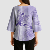 Epilepsy Awareness Kimono Sleeve Blouse Maile Pikake Lokelani Crown Flower Lei Inspired LT9 - Polynesian Pride