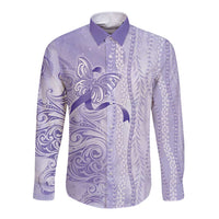 Epilepsy Awareness Long Sleeve Button Shirt Maile Pikake Lokelani Crown Flower Lei Inspired