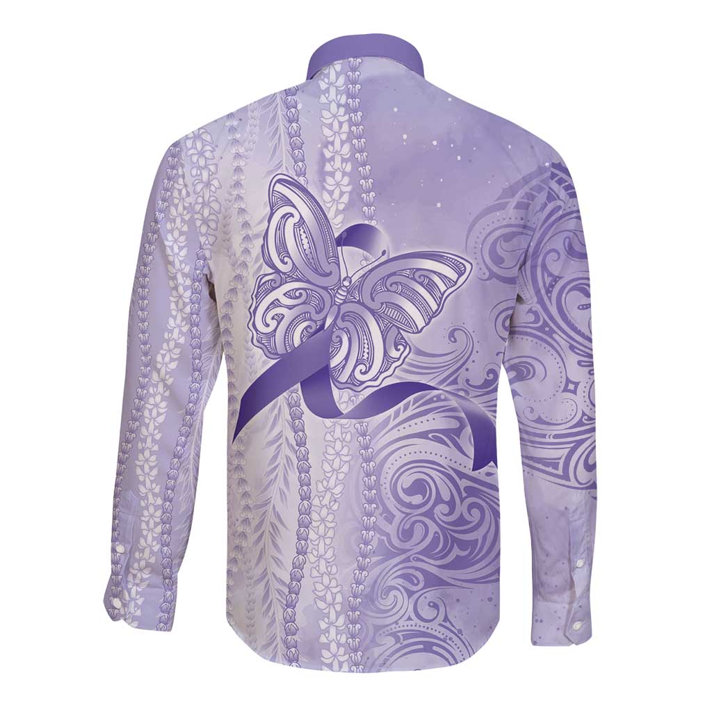 Epilepsy Awareness Long Sleeve Button Shirt Maile Pikake Lokelani Crown Flower Lei Inspired