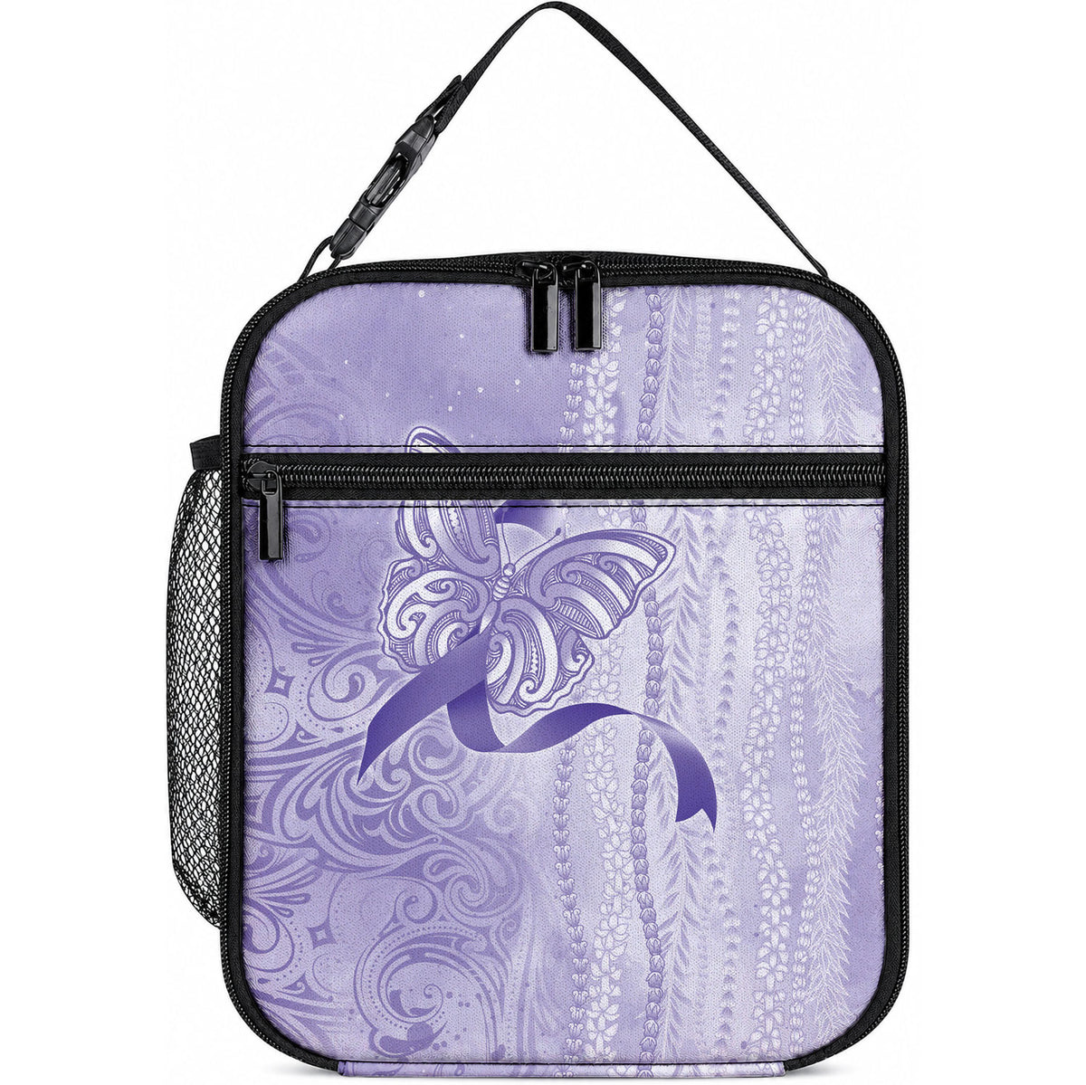 Epilepsy Support Lunch Bag Maile Pikake Lokelani Crown Flower Lei Inspired LT9 10.2 × 8.3 × 4.3 inch Blue - Polynesian Pride