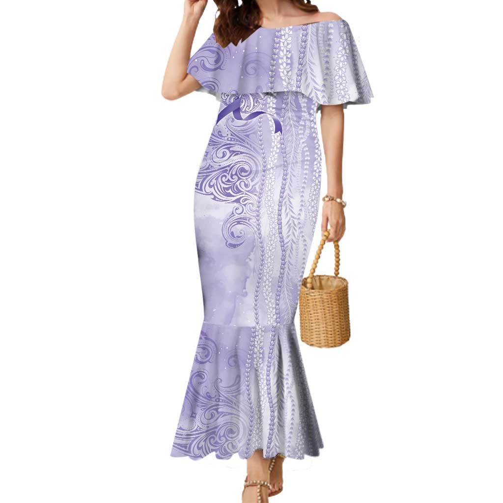 Epilepsy Awareness Mermaid Dress Maile Pikake Lokelani Crown Flower Lei Inspired LT9 Women Purple - Polynesian Pride