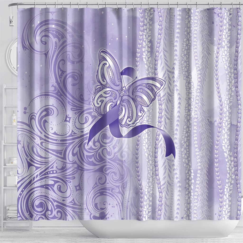 Epilepsy Awareness Shower Curtain Maile Pikake Lokelani Crown Flower Lei Inspired