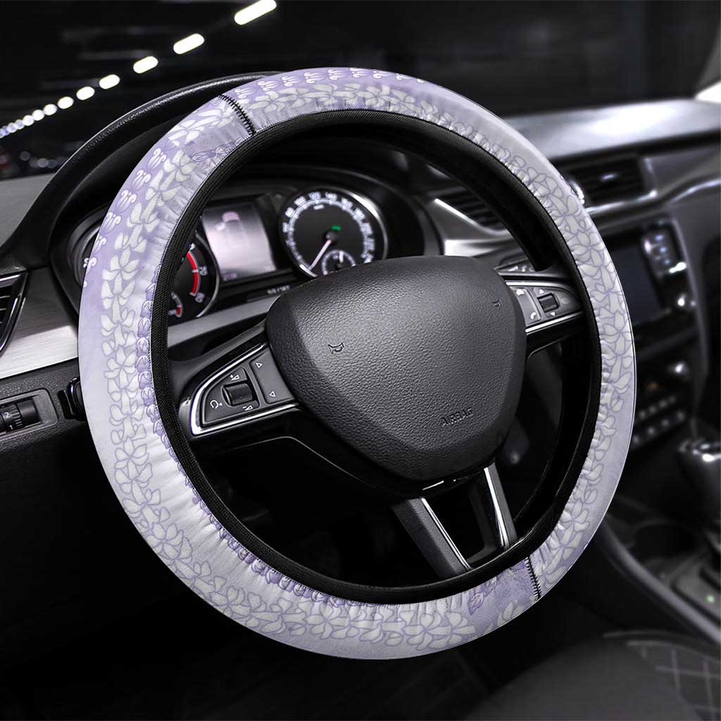 Epilepsy Awareness Steering Wheel Cover Maile Pikake Lokelani Crown Flower Lei Inspired LT9 Universal Fit Purple - Polynesian Pride