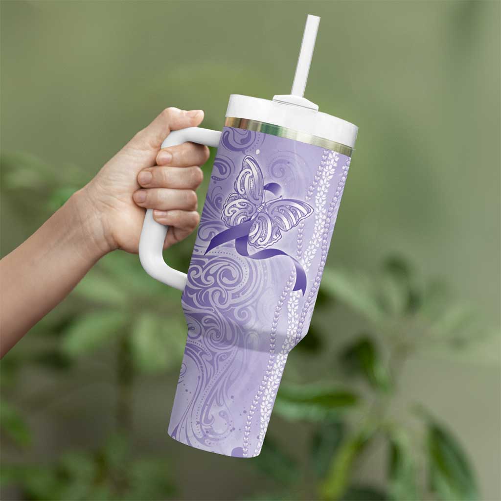 Epilepsy Awareness Tumbler With Handle Maile Pikake Lokelani Crown Flower Lei Inspired