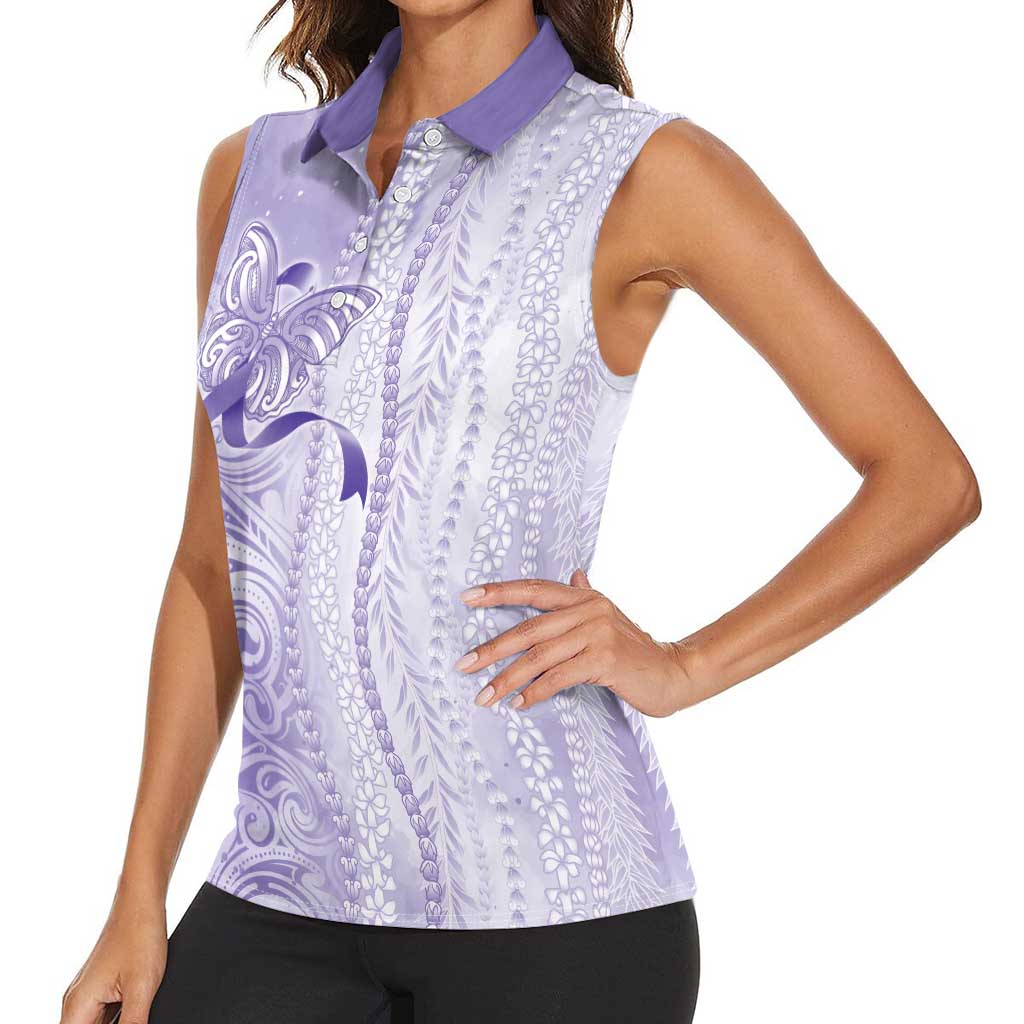 Epilepsy Awareness Women Sleeveless Polo Shirt Maile Pikake Lokelani Crown Flower Lei Inspired LT9 - Polynesian Pride