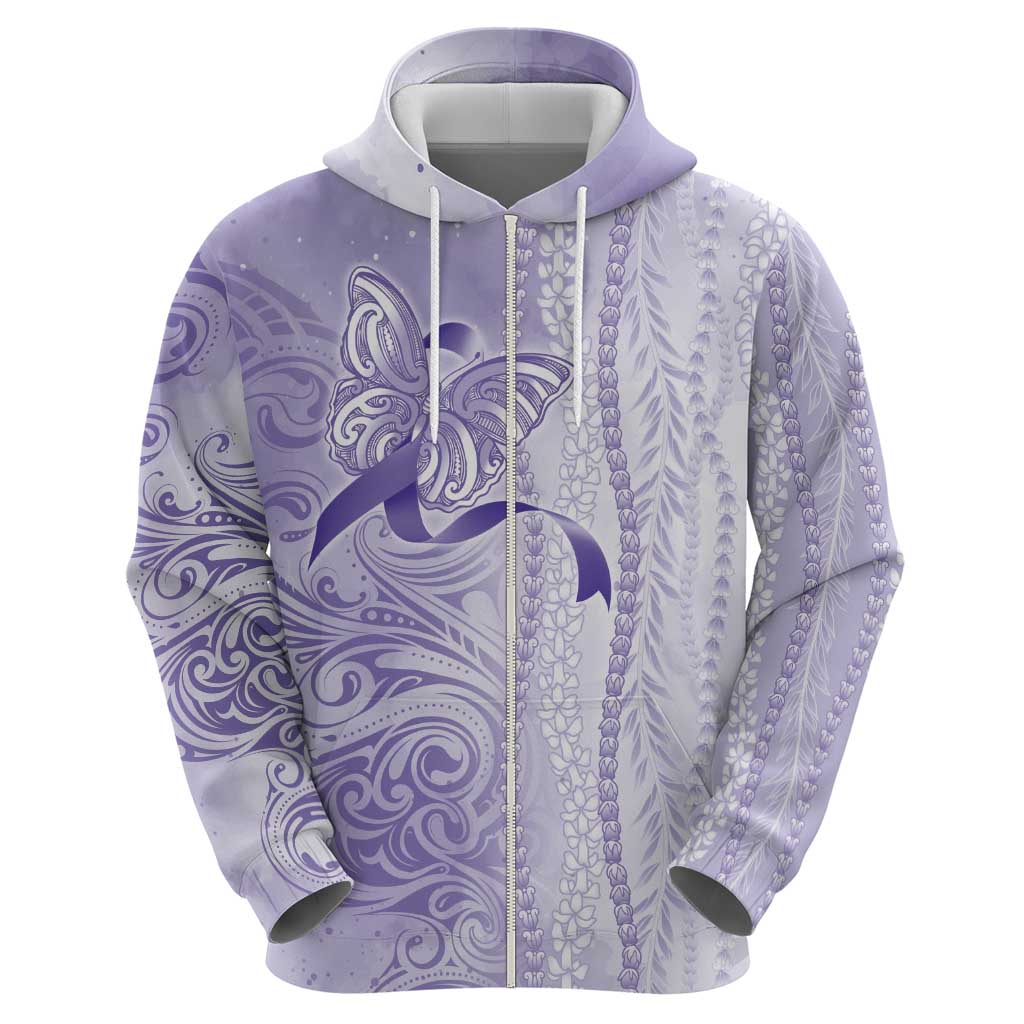 Epilepsy Awareness Zip Hoodie Maile Pikake Lokelani Crown Flower Lei Inspired
