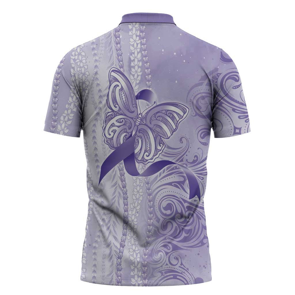 Epilepsy Awareness Zipper Polo Shirt Maile Pikake Lokelani Crown Flower Lei Inspired