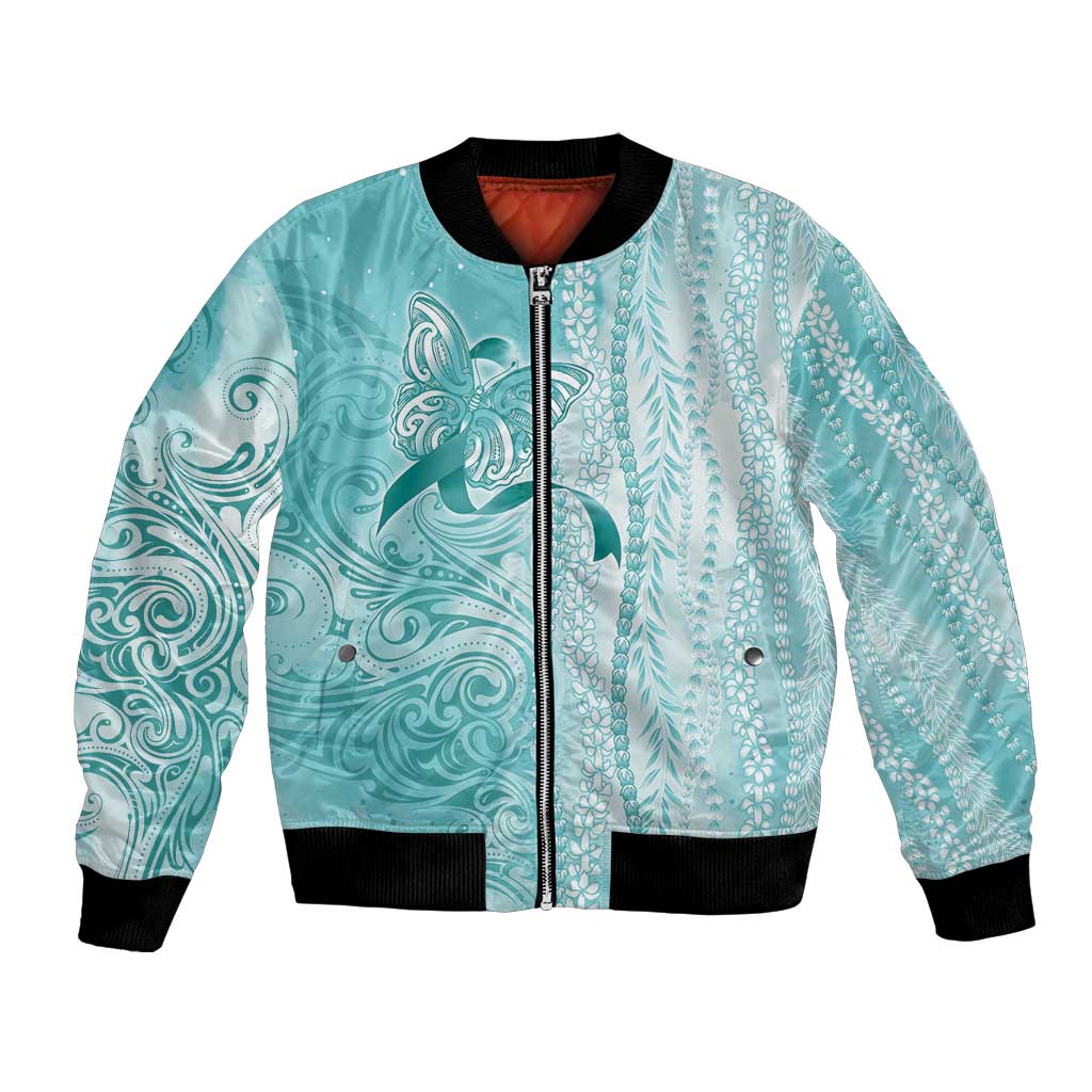 PTSD Awareness Bomber Jacket Maile Pikake Lokelani Crown Flower Lei Inspired