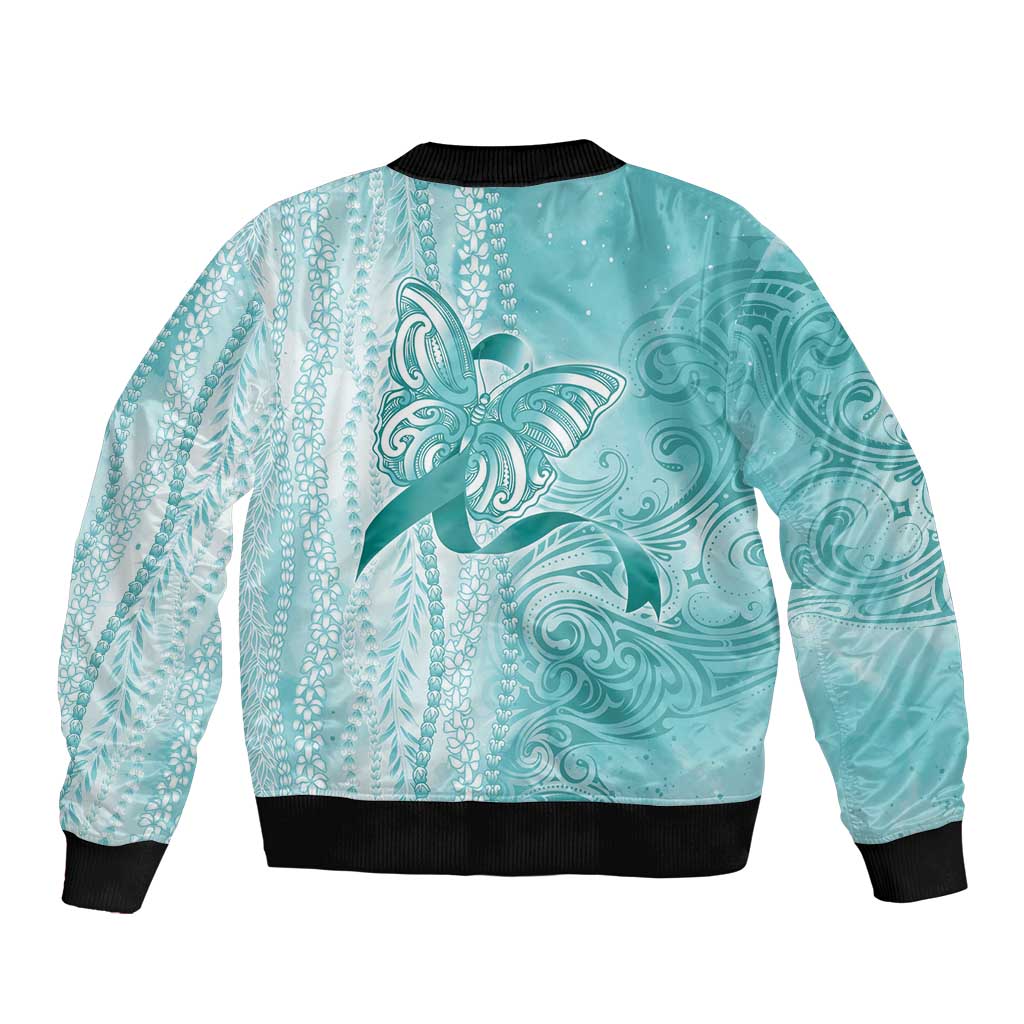 PTSD Awareness Bomber Jacket Maile Pikake Lokelani Crown Flower Lei Inspired