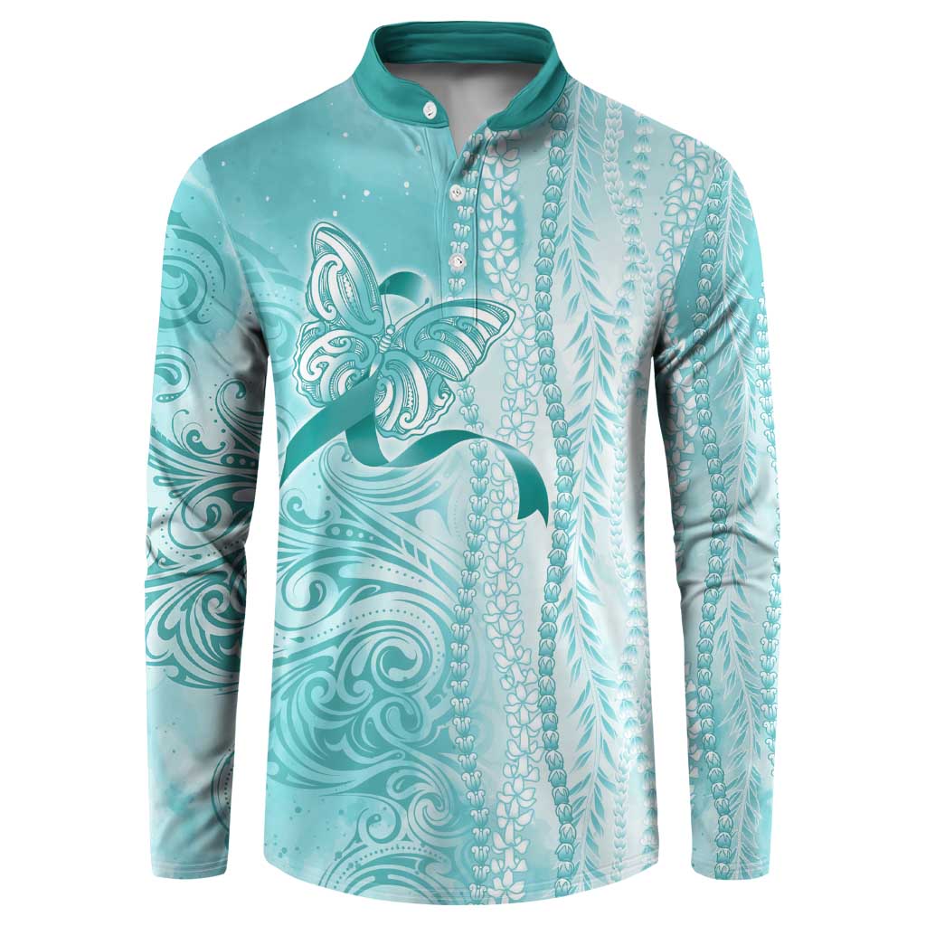 PTSD Awareness Button Sweatshirt Maile Pikake Lokelani Crown Flower Lei Inspired