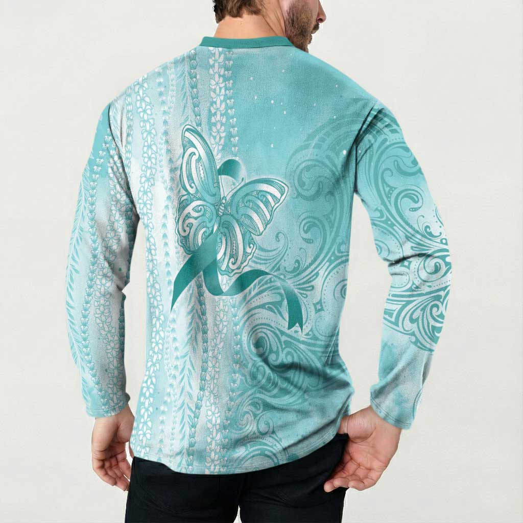 PTSD Awareness Button Sweatshirt Maile Pikake Lokelani Crown Flower Lei Inspired