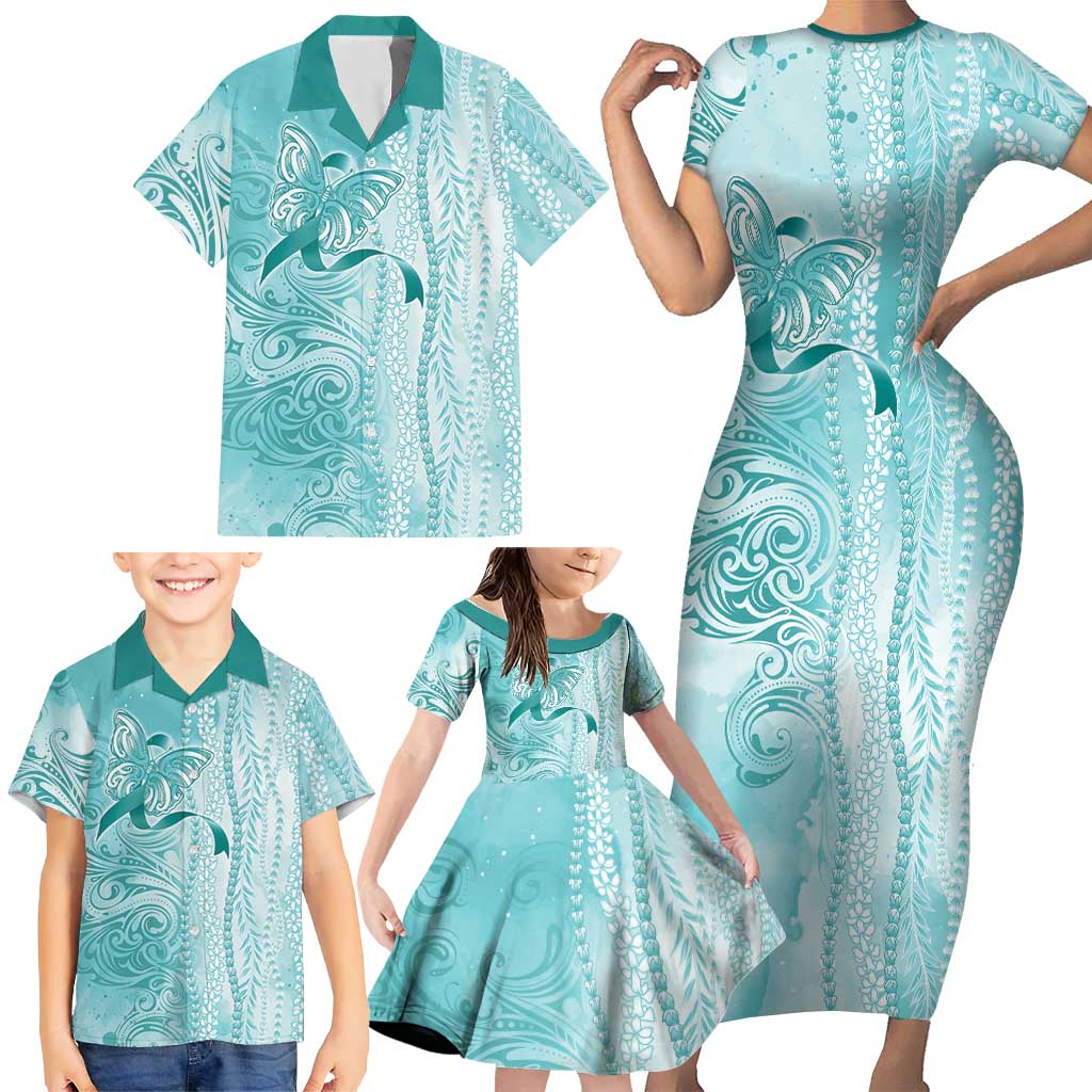 PTSD Awareness Family Matching Short Sleeve Bodycon Dress and Hawaiian Shirt Maile Pikake Lokelani Crown Flower Lei Inspired LT9 - Polynesian Pride
