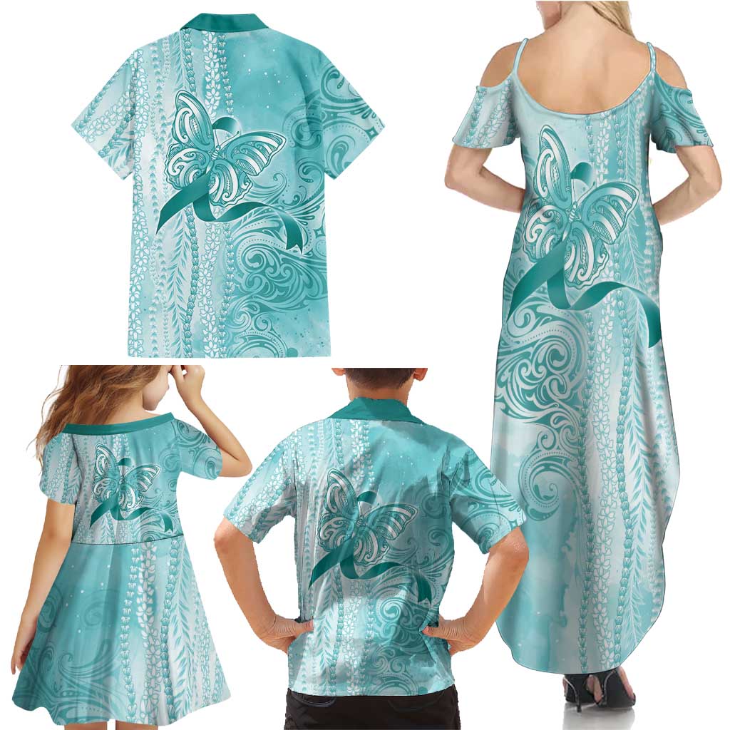 PTSD Awareness Family Matching Summer Maxi Dress and Hawaiian Shirt Maile Pikake Lokelani Crown Flower Lei Inspired LT9 - Polynesian Pride