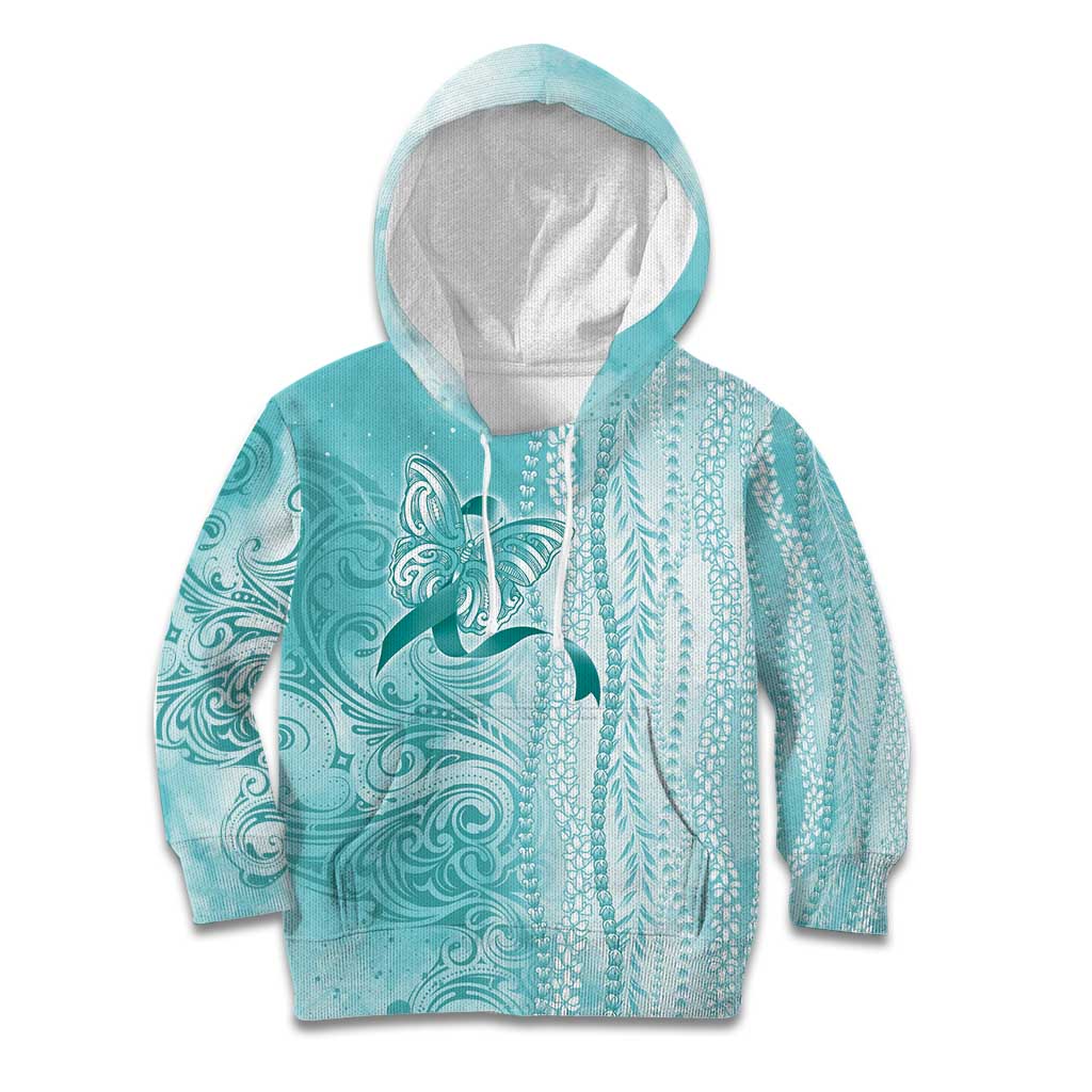 PTSD Awareness Kid Hoodie Maile Pikake Lokelani Crown Flower Lei Inspired LT9 Hoodie Teal - Polynesian Pride