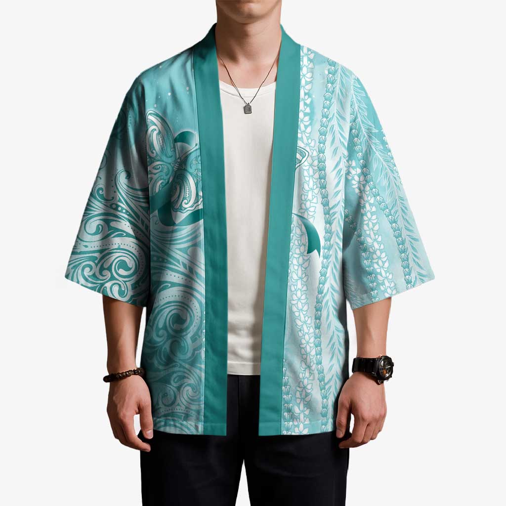 PTSD Awareness Kimono Maile Pikake Lokelani Crown Flower Lei Inspired