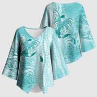 PTSD Awareness Kimono Sleeve Blouse Maile Pikake Lokelani Crown Flower Lei Inspired