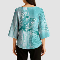 PTSD Awareness Kimono Sleeve Blouse Maile Pikake Lokelani Crown Flower Lei Inspired