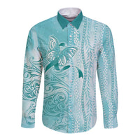 PTSD Awareness Long Sleeve Button Shirt Maile Pikake Lokelani Crown Flower Lei Inspired