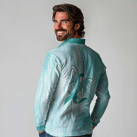PTSD Awareness Long Sleeve Polo Shirt Maile Pikake Lokelani Crown Flower Lei Inspired