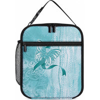 PTSD Support Lunch Bag Maile Pikake Lokelani Crown Flower Lei Inspired LT9 10.2 × 8.3 × 4.3 inch Blue - Polynesian Pride