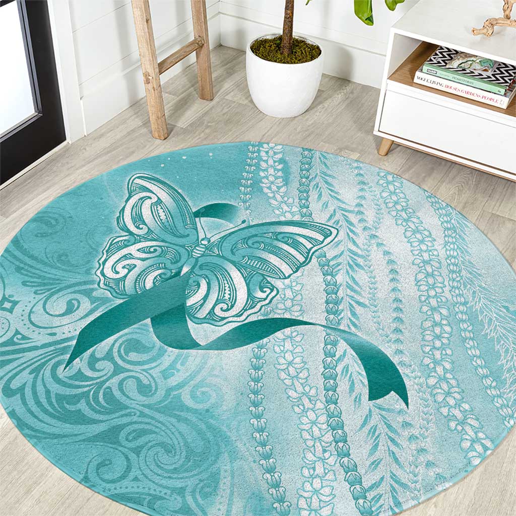PTSD Awareness Round Carpet Maile Pikake Lokelani Crown Flower Lei Inspired LT9 Teal - Polynesian Pride