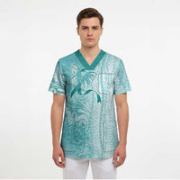 PTSD Awareness Scrub Top Maile Pikake Lokelani Crown Flower Lei Inspired