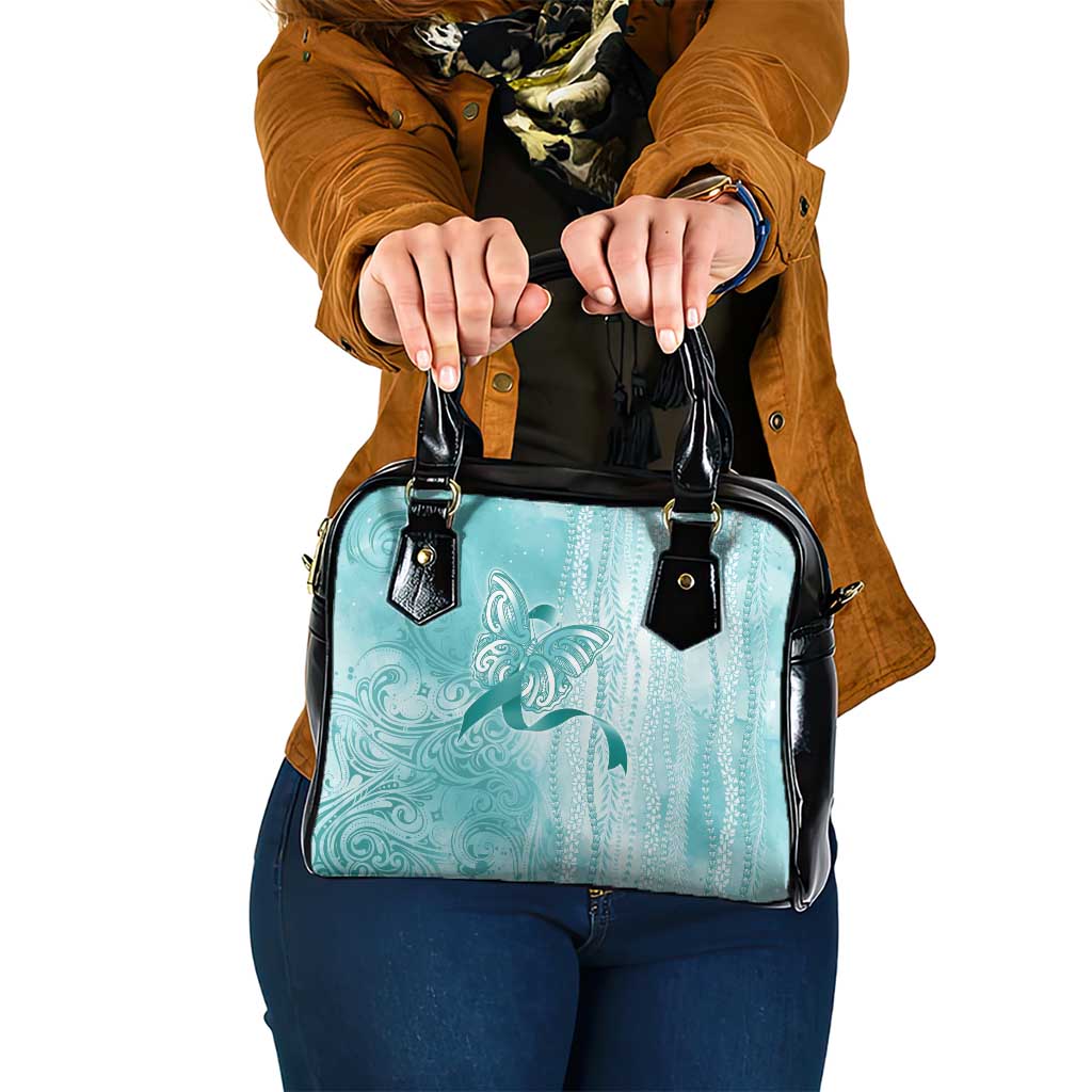 PTSD Awareness Shoulder Handbag Maile Pikake Lokelani Crown Flower Lei Inspired LT9 One Size Teal - Polynesian Pride