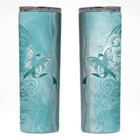 PTSD Awareness Skinny Tumbler Maile Pikake Lokelani Crown Flower Lei Inspired LT9 Teal - Polynesian Pride