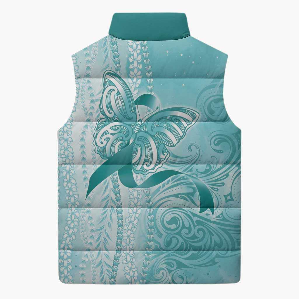 PTSD Awareness Sleeveless Puffer Jacket Maile Pikake Lokelani Crown Flower Lei Inspired LT9 - Polynesian Pride