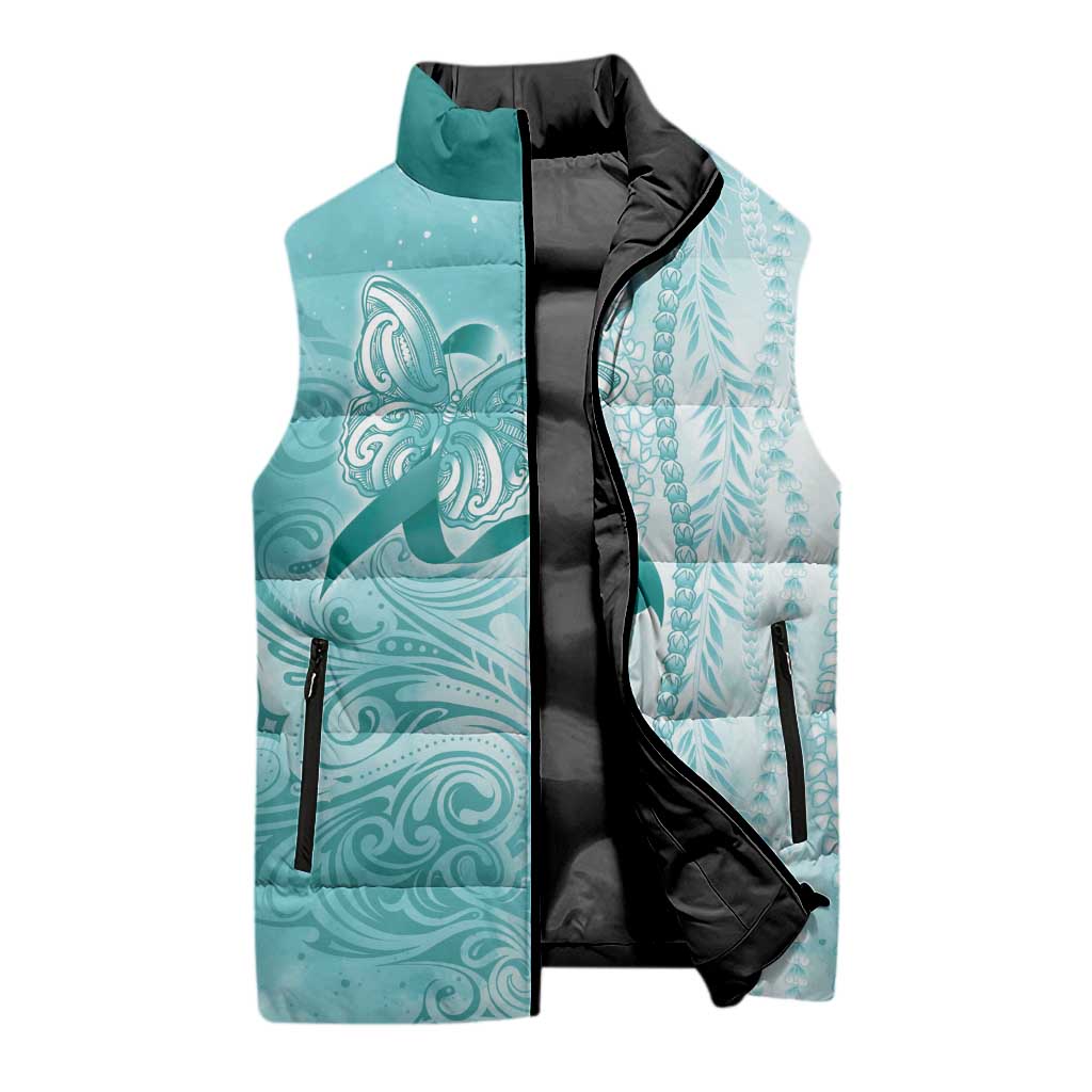 PTSD Awareness Sleeveless Puffer Jacket Maile Pikake Lokelani Crown Flower Lei Inspired LT9 - Polynesian Pride