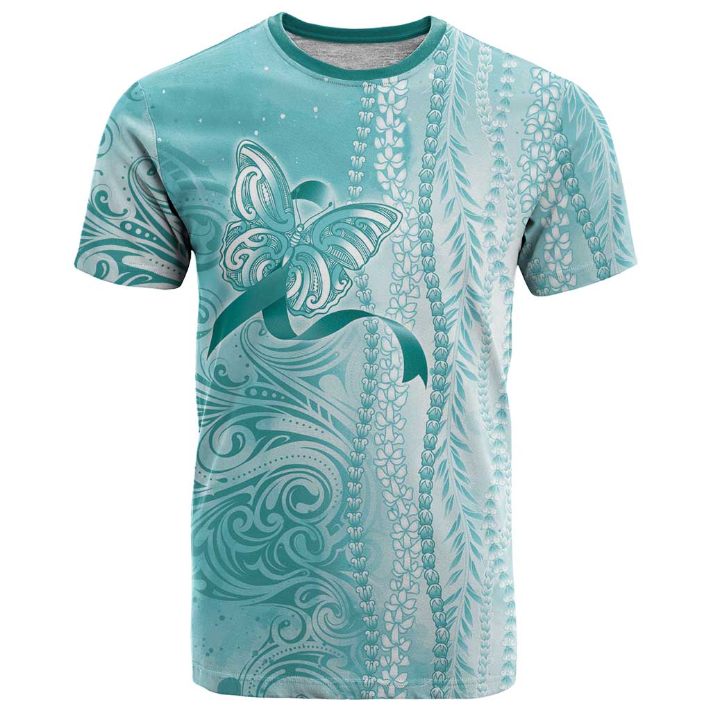 PTSD Awareness T Shirt Maile Pikake Lokelani Crown Flower Lei Inspired LT9 Teal - Polynesian Pride