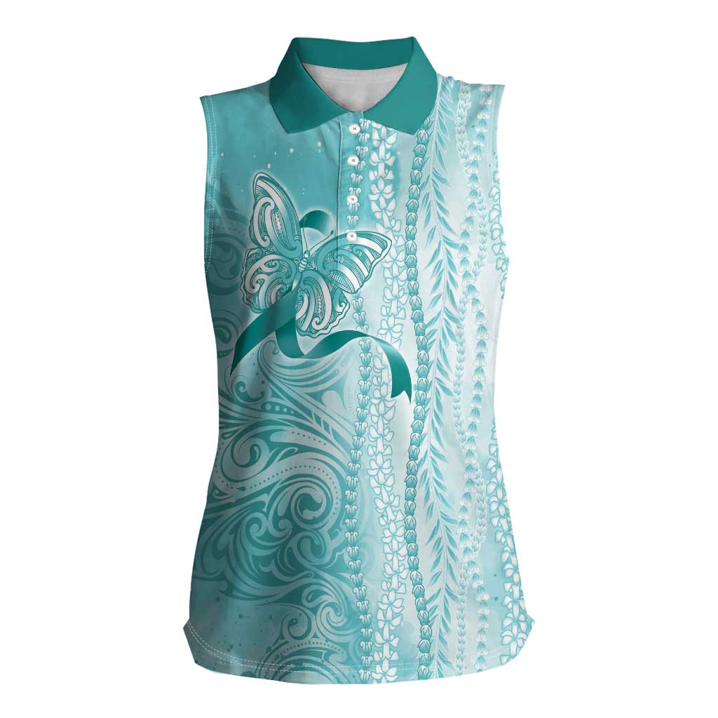 PTSD Awareness Women Sleeveless Polo Shirt Maile Pikake Lokelani Crown Flower Lei Inspired