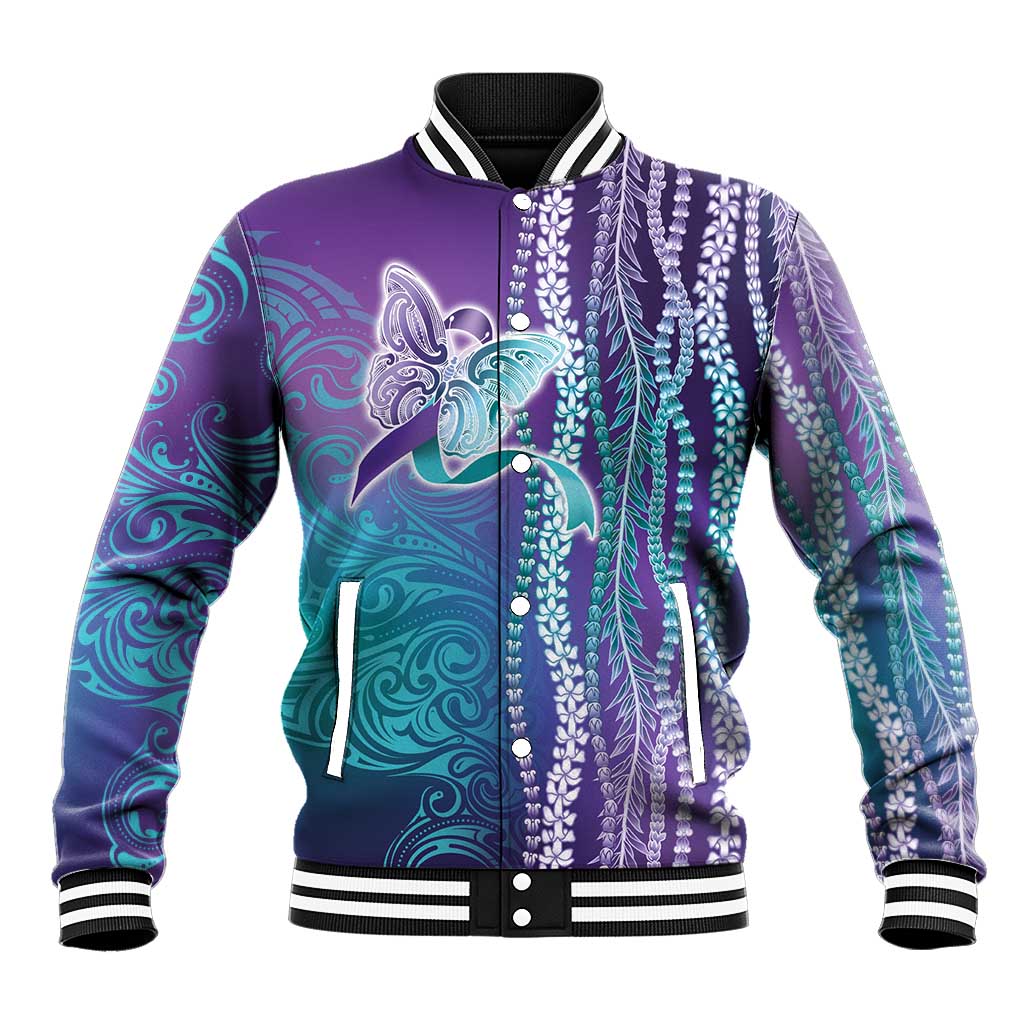 Suicide Prevention Awareness Baseball Jacket Maile Pikake Lokelani Crown Flower Lei Inspired LT9 Unisex Multicolor - Polynesian Pride