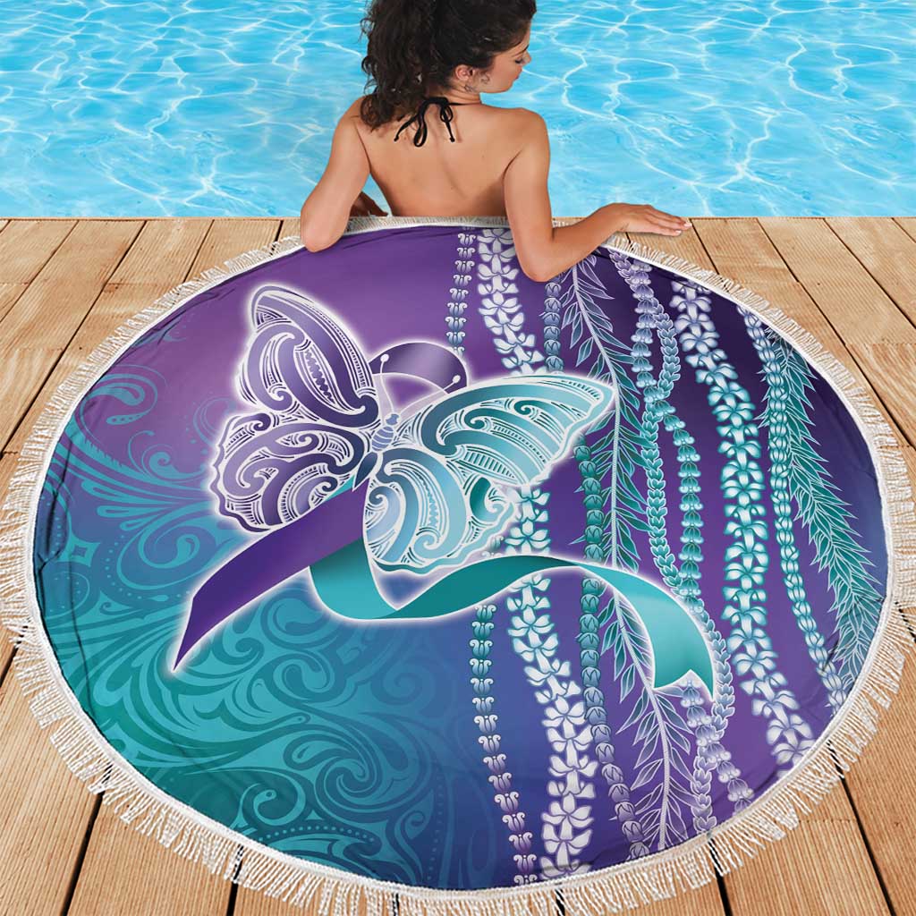 Suicide Prevention Awareness Beach Blanket Maile Pikake Lokelani Crown Flower Lei Inspired
