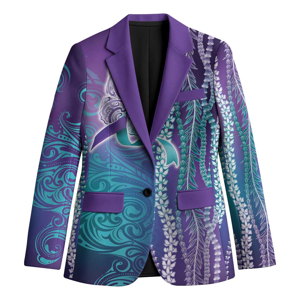 Suicide Prevention Awareness Blazer Maile Pikake Lokelani Crown Flower Lei Inspired LT9 Unisex Multicolor - Polynesian Pride
