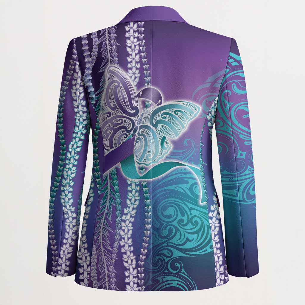 Suicide Prevention Awareness Blazer Maile Pikake Lokelani Crown Flower Lei Inspired LT9 - Polynesian Pride